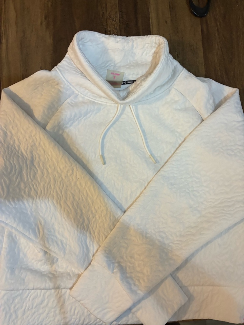 Juicy Couture White Quilted Funnel-Neck Pullover